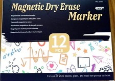 12x Magnetic Dry Wipe Whiteboard Marker Pens Kids Doodle Painting Pens w/ Eraser