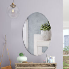 Bevelled Edge Oval Glass Mirror Home Bathroom Bedroom Frameless Wall Deco Mirror
