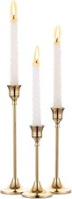 3 Pcs Brass Gold Metal Taper Candle Holders Candlestick Holders for Party Gift