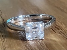 QVC Diamonique CZ Rhodium Plated On Silver Ring Size Q