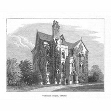 WYKEHAM HOUSE Oxford - Antique Print 1882