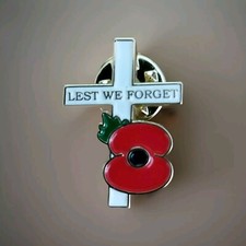 Cross And poppie Lapel Badge -Remembrance day