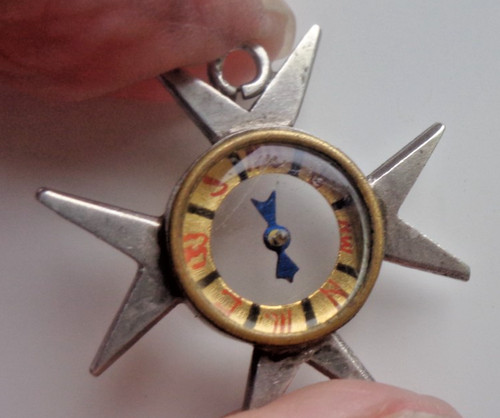 Silver compass watch fob - silver,