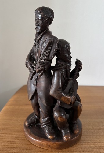 Walnut folk art carving - walnut,