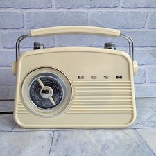 Bush Portable Radio Cream 1950s Style Retro Vintage - Tested Working With Cable