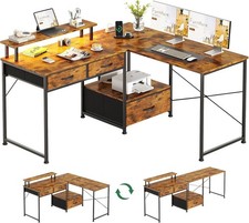 128cm L Shaped Desk with Power