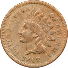 1867 Indian Head Cent 1C, Very