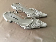 Women’s Kaleidoscope Cream Leather Slingback Kitten Heel Shoes Size UK5