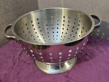 Large Heavy Duty Stainless Steel Colander Strainer 21cm Freestanding Handles