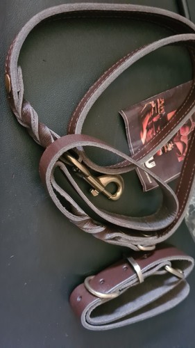 Real leather braided dog - real,