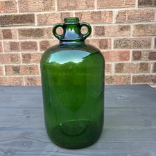 Demi john rare Dark Green Glass Bottle Wine /Beer Making Double Handled 5 litre 