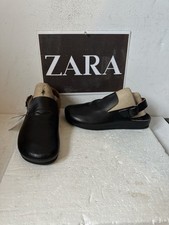 Zara Black Leather Clog Size UK 9 EU 43 New