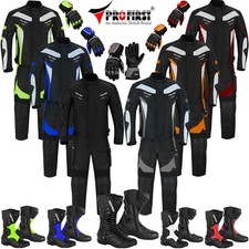 Motorbike Suit Jacket Trousers Boots Gloves CE Armoured Waterproof Set Men Race