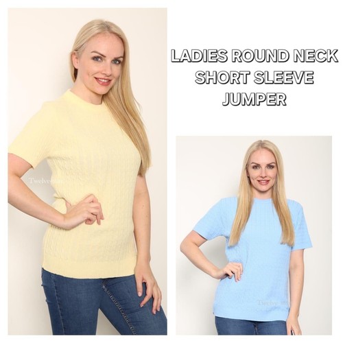Ladies short sleeve cable knit - short,