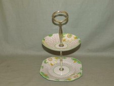 Vintage Gladstone Bone China Small 2-Tier Biscuit Plate Stand Water Lily 2886