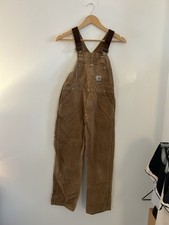 Carhartt brown tan cotton denim dungarees overalls age 14- 16 ladies 6/8