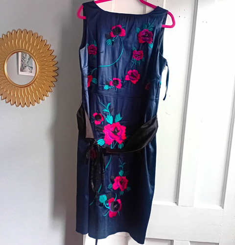 Coast navy satin - navy, floral