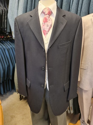 Navy wool herringbone jacket - navy,