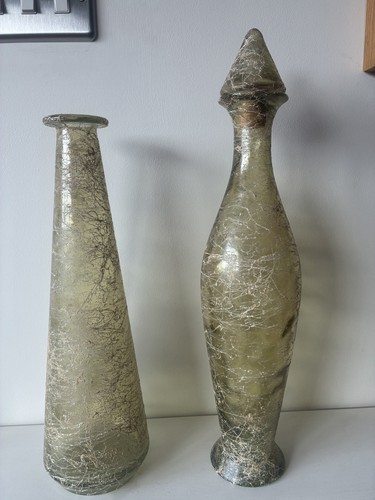 Pair vintage crackle glass - pair,