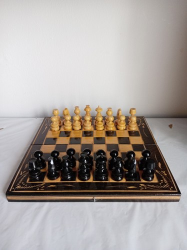 Vintage wooden folding chess - vintage, &