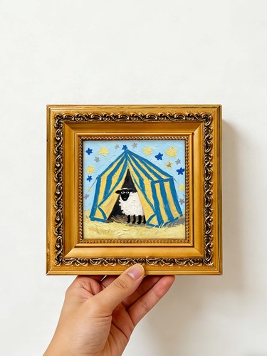 Starry sheep art oil - starry,
