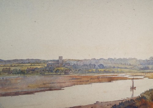 Original watercolour village - watercolour,, 'village