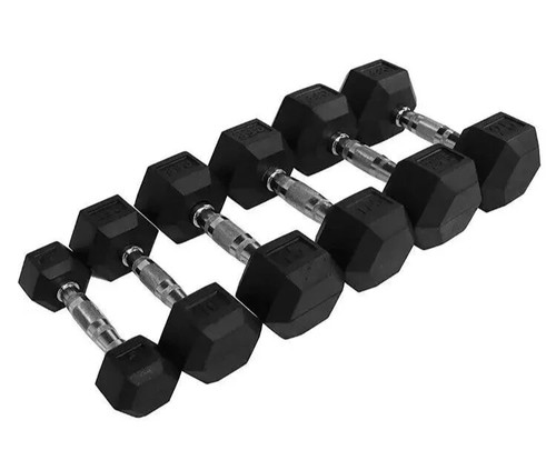 Hex dumbbells cast iron - dumbbells, rubber