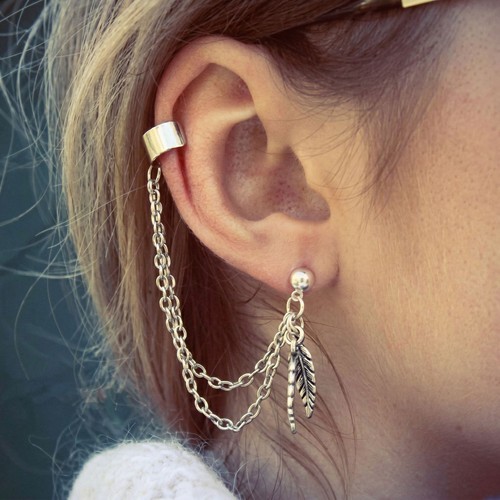 Womens ear cuff earring - ear, leaf