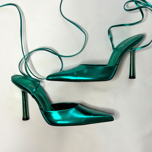 Zara metallic green pointed - zara,