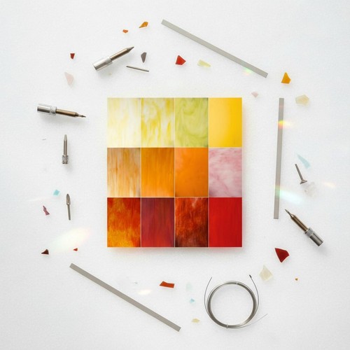 Pieces stained glass sheets - stained,