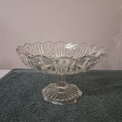 Vintage glass pedestal compote - vintage,