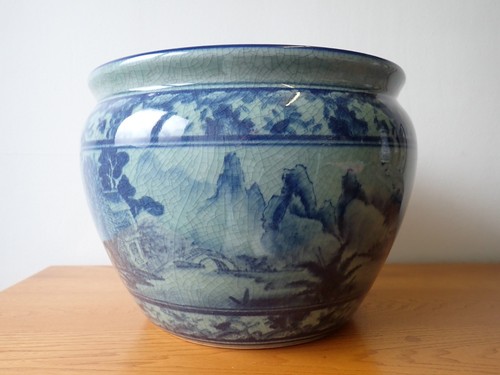Large chinese blue planter - blue,