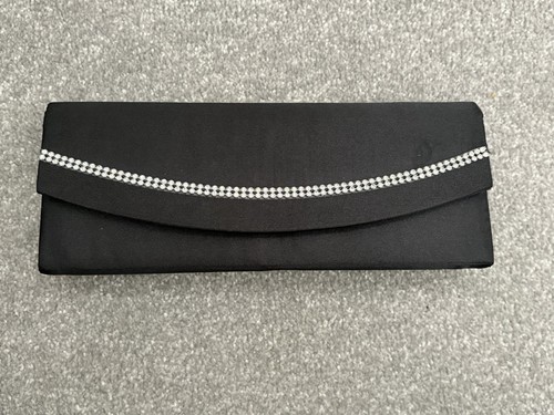 Satin black clutch bag with - clutch,