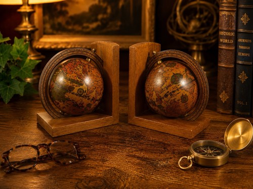 Vintage italian globe bookends - globe,