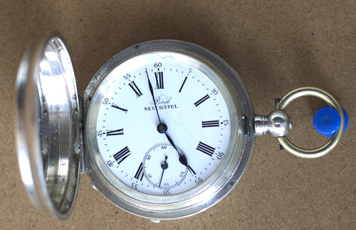 Antique silver hunter pocket - antique,