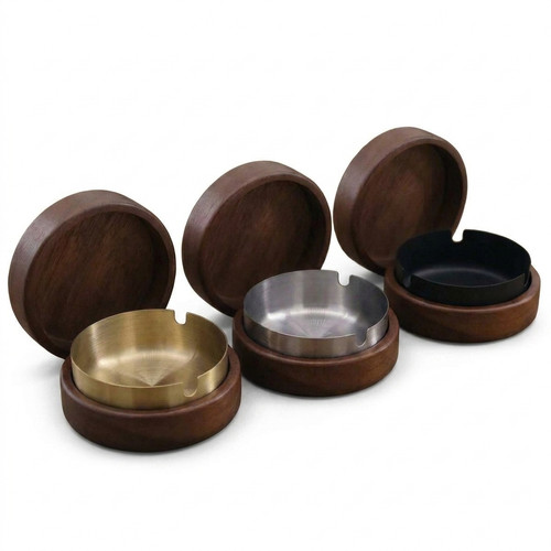 Wood walnut ashtray cigarette - walnut,