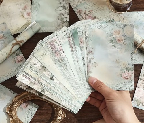 Vintage floral paper - floral, in