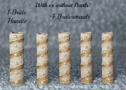 5pc burlap pearl lace - 5pc,
