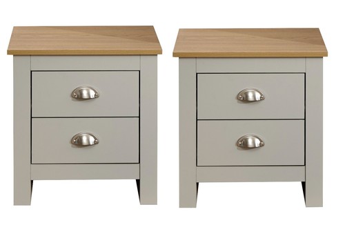 Grey bed side drawers - pair, of