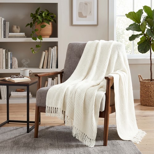 Knitted throw blanket bed - throw, sofa