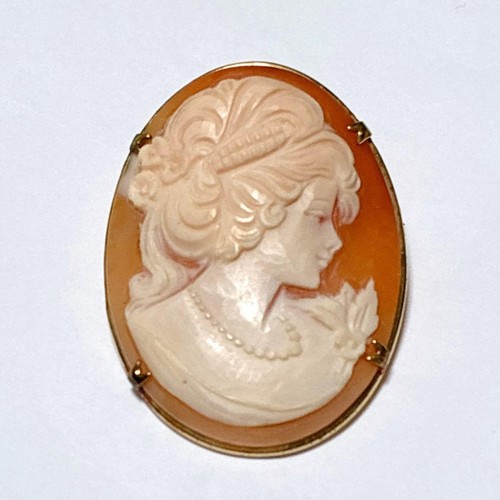 Antique shell cameo - antique, brooch