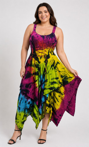 Ladies festival dress tie dye - dress,