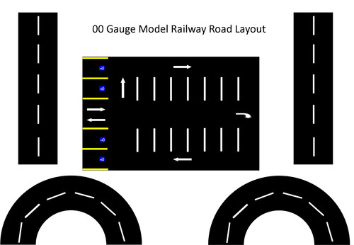 Model railway car park road - model,