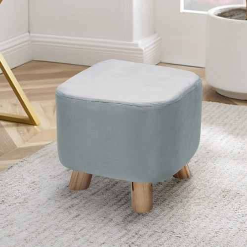 Velvet padded ottoman - pu/velvet,