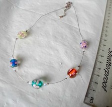 Multicoloured Glass Beads Wired Necklace E472