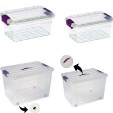 Plastic Storage Box Boxes Lid Food Container Home Office Box Lockable Stackable