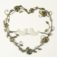 Metal Gold Heart Wreath Birds & Flowers Antique Shabby Chic French Wall Decor