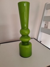 Lime green glass vase, white