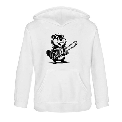 Happy beaver with chainsaw - 'happy, chainsaw'