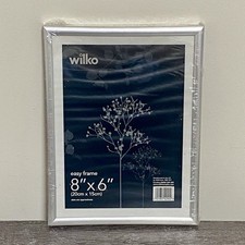 Silver Picture Photo Frame Landscape/Portrait Glass 8x6 Freestanding Hang Wilko